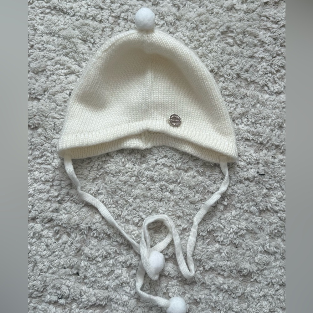 Cashmere Cozy White Knit baby Hat - Picture 2 of 8
